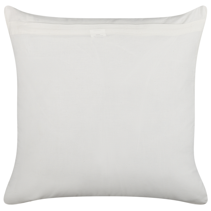 Cuscino decorativo cotone bianco e giallo 45 x 45 cm motivo floreale fatto a mano rivestimento sfoderabile con imbottitura boho style