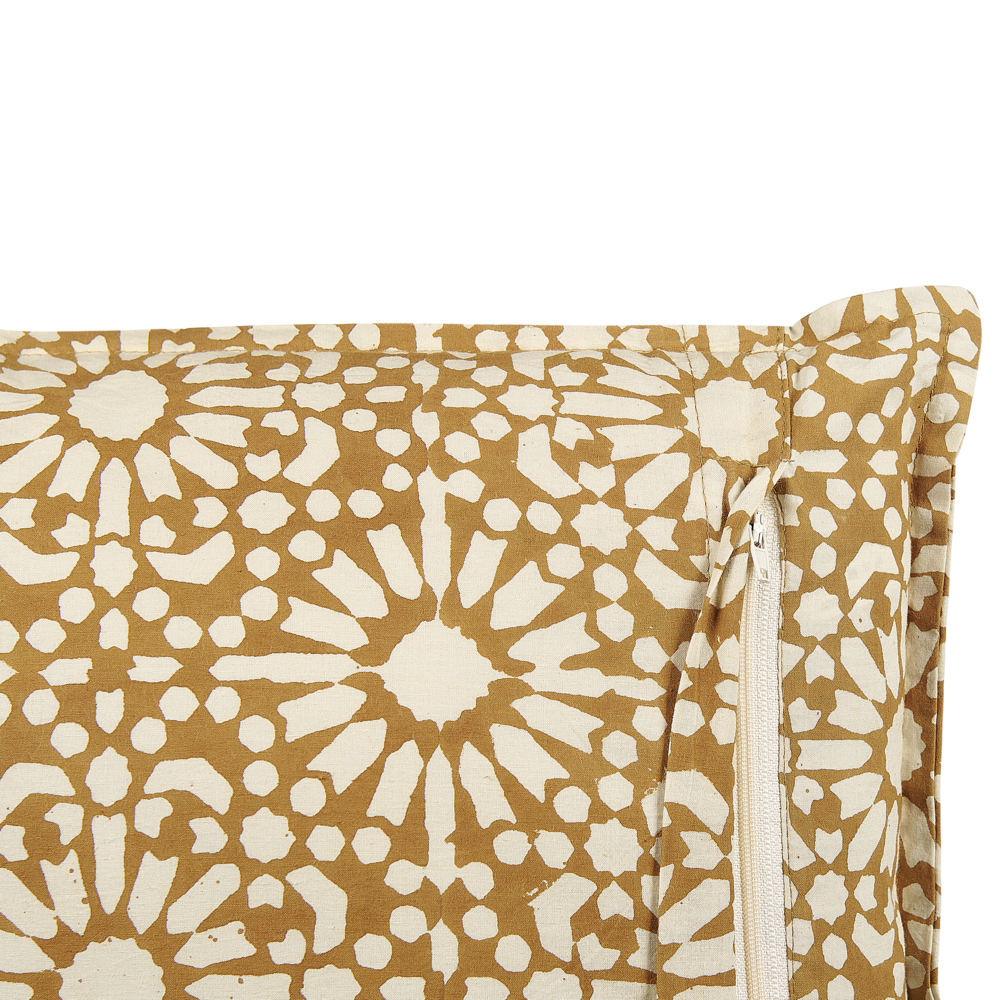 Cuscino decorativo cotone beige 45 x 45 cm motivo geometrico fatto a mano rivestimento sfoderabile con imbottitura boho style