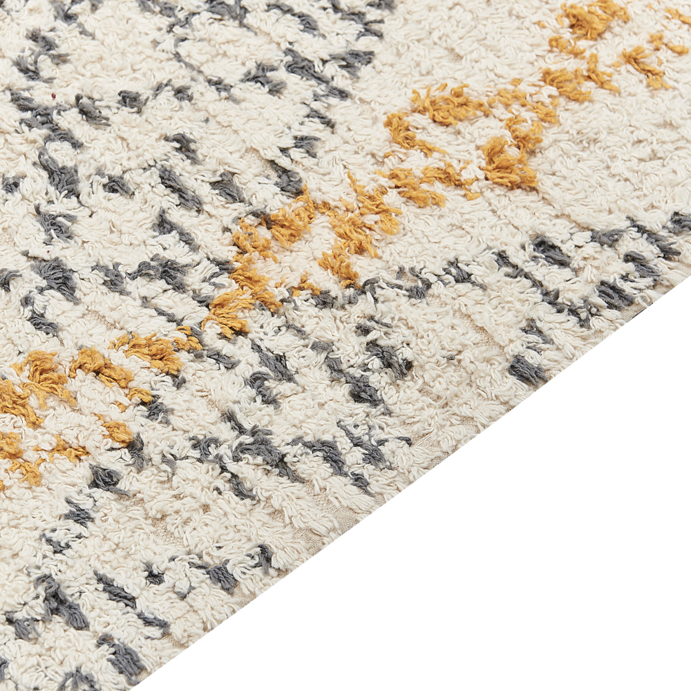 Tappeto in cotone beige 140 x 200 cm motivo geometrico rettangolare soggiorno camera da letto