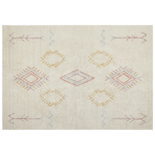 Tappeto in cotone beige 160 x 230 cm rettangolare motivo geometrico soggiorno camera da letto