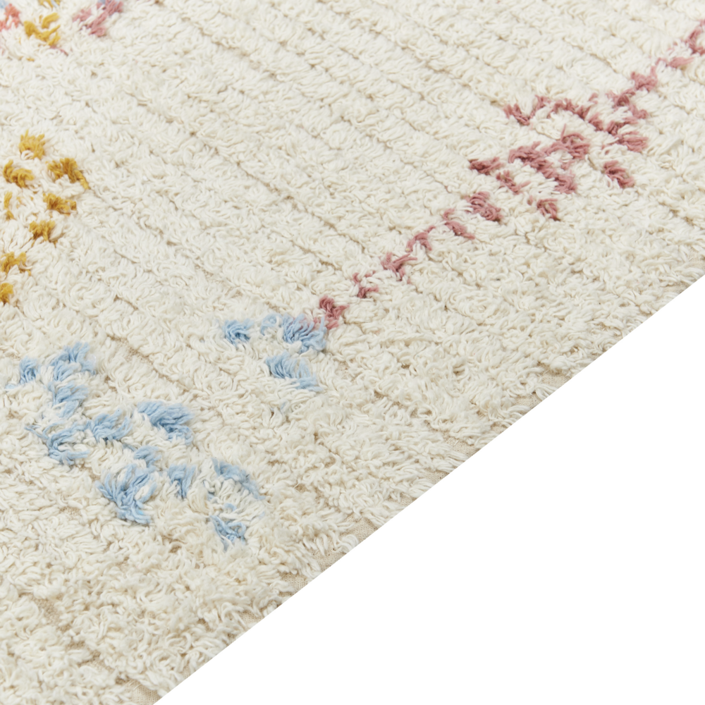 Tappeto beige in cotone 80 x 150 cm rettangolare motivo geometrico soggiorno camera da letto