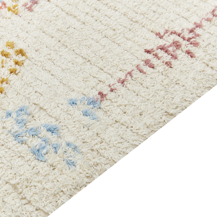 Tappeto beige in cotone 80 x 150 cm rettangolare motivo geometrico soggiorno camera da letto