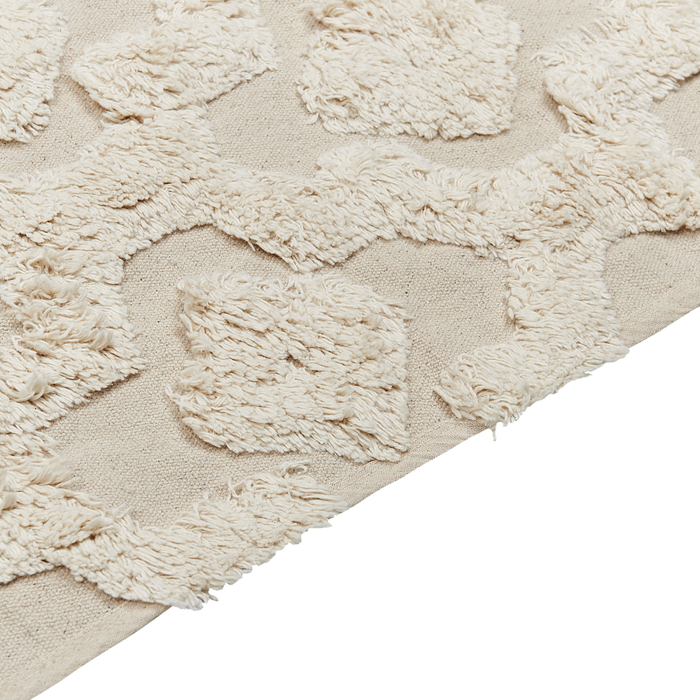 Tappeto in cotone beige 80 x 150 cm motivo geometrico trapuntato minimalista soggiorno camera da letto