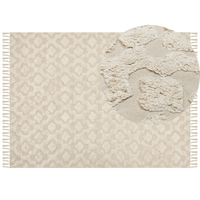 Tappeto in cotone beige 160 x 230 cm motivo geometrico trapuntato minimalista soggiorno camera da letto