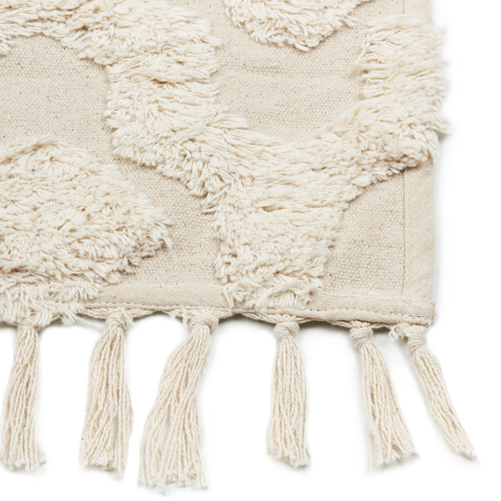 Tappeto in cotone beige 140 x 200 cm minimalista trapuntato motivo geometrico soggiorno camera da letto