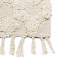 Tappeto in cotone beige 140 x 200 cm minimalista trapuntato motivo geometrico soggiorno camera da letto