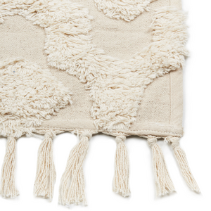 Tappeto in cotone beige 140 x 200 cm minimalista trapuntato motivo geometrico soggiorno camera da letto