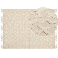 Tappeto in cotone beige 160 x 230 cm motivo geometrico trapuntato minimalista soggiorno camera da letto