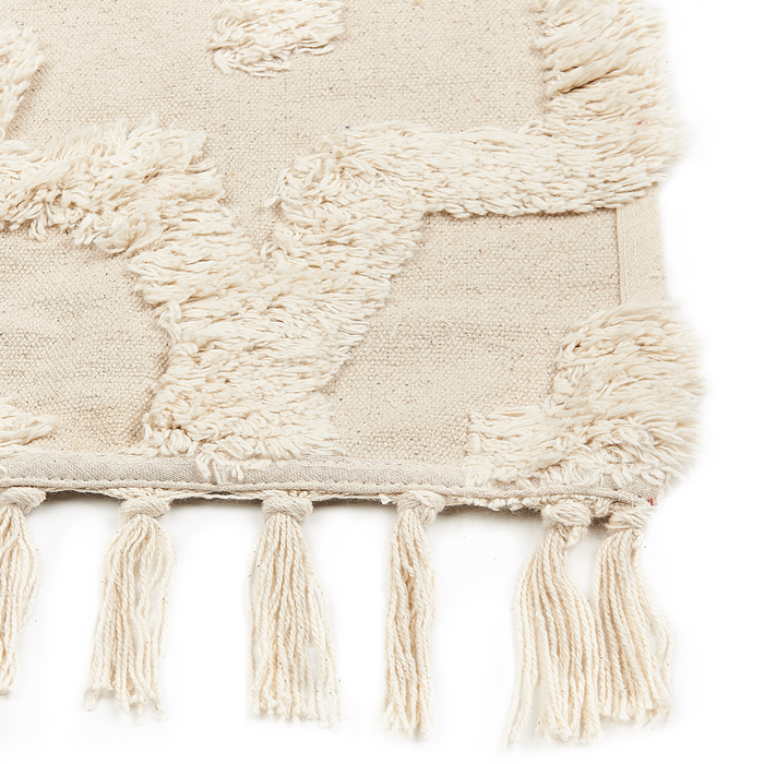 Tappeto in cotone beige 140 x 200 cm minimalista trapuntato motivo geometrico soggiorno camera da letto