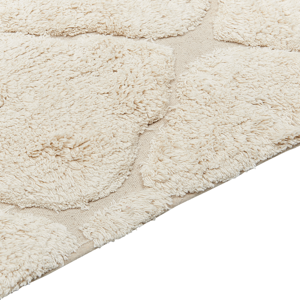 Tappeto in cotone beige 80 x 150 cm minimalista trapuntato Shaggy motivo geometrico soggiorno camera da letto