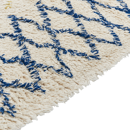 Tappeto beige in cotone 80 x 150 cm rettangolare frange motivo geometrico soggiorno camera da letto