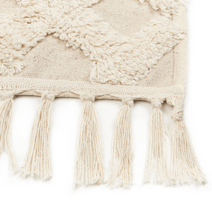 Tappeto Beige in Cotone 160 x 230 cm Minimalista Shaggy Nappa motivo Geometrico soggiorno camera da Letto