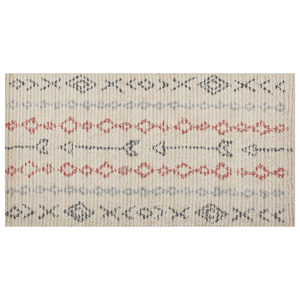 Tappeto in cotone beige 80 x 150 cm minimalista fatto a mano motivo geometrico soggiorno camera da letto