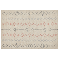 Tappeto in cotone beige 140 x 200 cm minimalista fatto a mano motivo geometrico soggiorno camera da letto