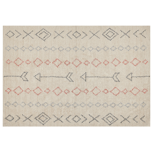 Tappeto in cotone beige 140 x 200 cm minimalista fatto a mano motivo geometrico soggiorno camera da letto