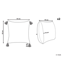 Set di 2 cuscini decorativi bianchi e blu cotone 45 x 45 cm motivo floreale nappe fatto a mano rivestimento sfoderabile con imbottitura stile boho