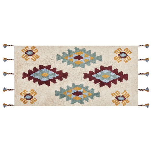 Tappeto multicolore 80 x 150 cm in cotone motivo geometrico soggiorno camera da letto