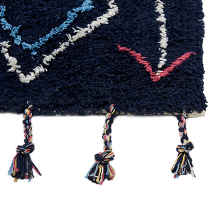 Tappeto nero 160 x 230 cm cotone disegno geometrico soggiorno camera da letto