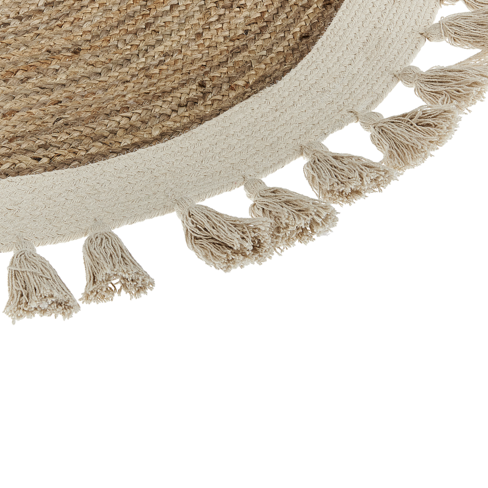 Tappeto beige chiaro rotondo 120 cm boho rustico iuta naturale decorativo soggiorno camera da letto sala da pranzo
