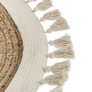 Tappeto beige chiaro rotondo 120 cm boho rustico iuta naturale decorativo soggiorno camera da letto sala da pranzo