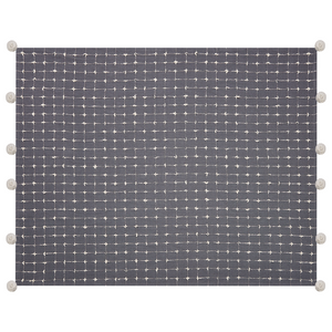 Coperta in cotone grigio con pompon 125 x 150  stile boho soggiorno camera da letto accessorio divano