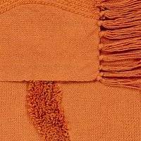 Coperta in cotone arancione con frange e motivo geometrico 125 x 150 cm stile boho soggiorno camera da letto accessorio divano