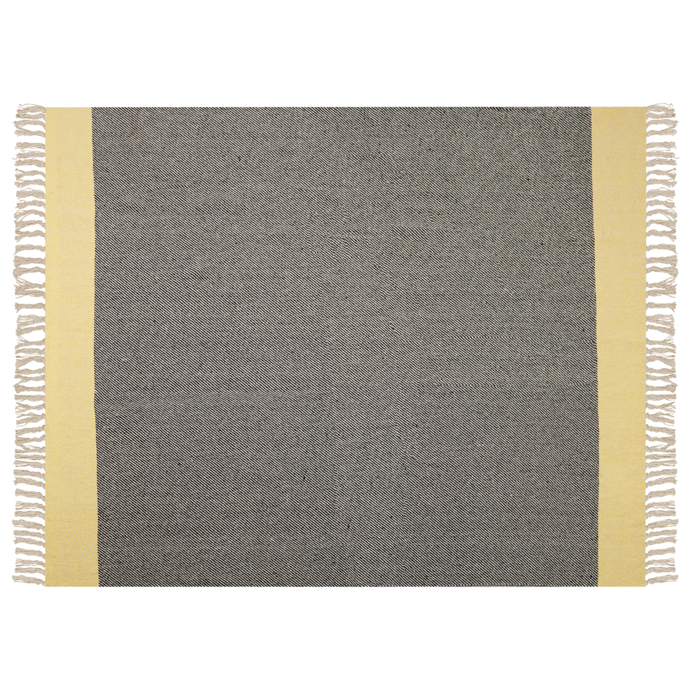 Coperta in cotone grigio e giallo con frange 125 x 150 cm stile boho soggiorno camera da letto accessorio divano