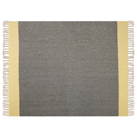 Coperta in cotone grigio e giallo con frange 125 x 150 cm stile boho soggiorno camera da letto accessorio divano