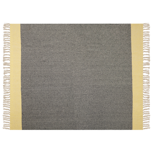 Coperta in cotone grigio e giallo con frange 125 x 150 cm stile boho soggiorno camera da letto accessorio divano