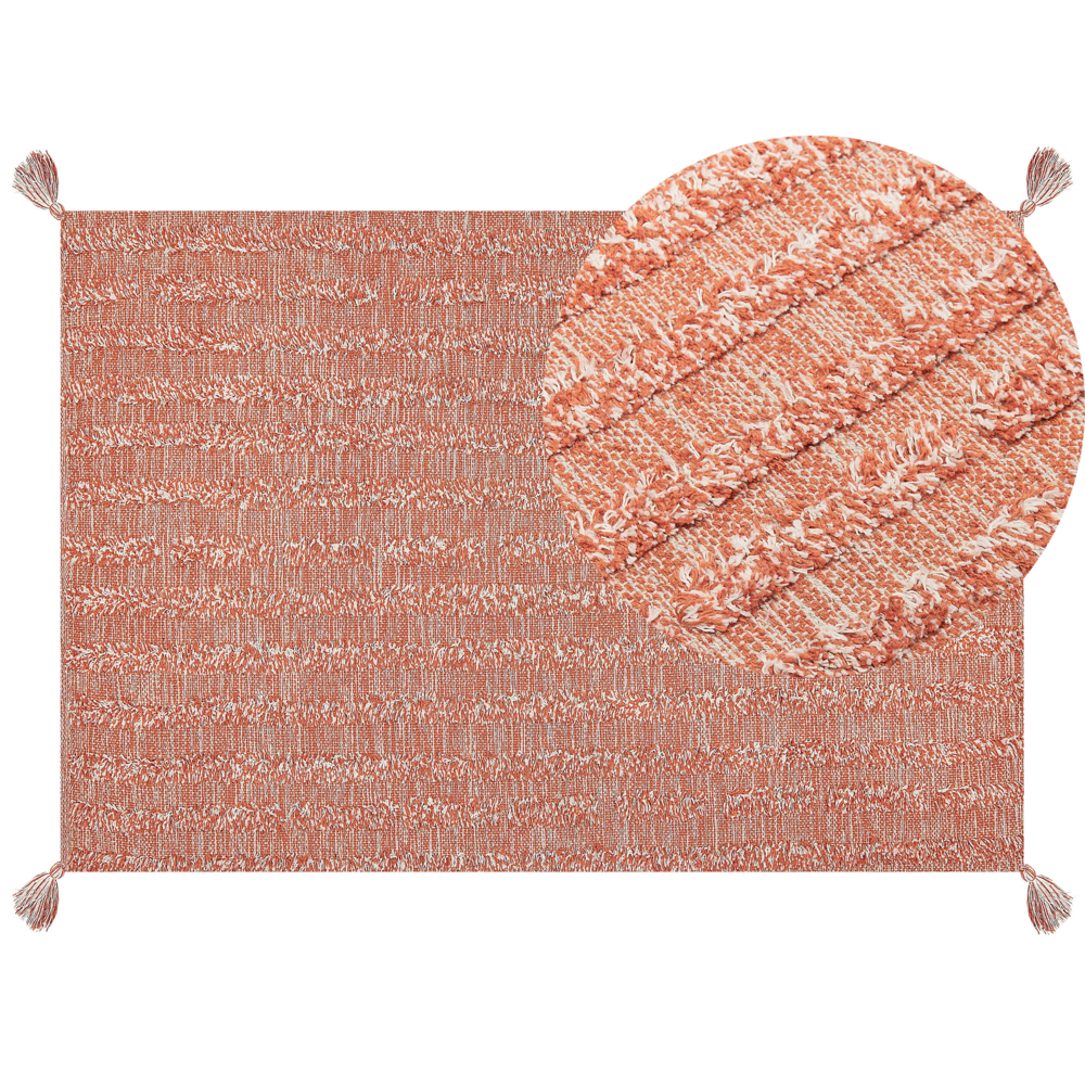 Tappeto in cotone con motivo semplice arancione 160 x 230 cm camera da letto soggiorno