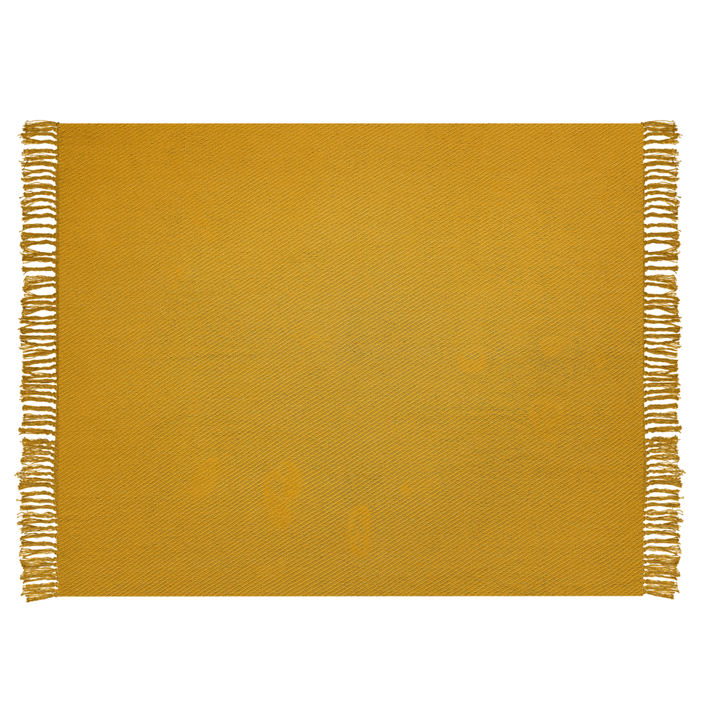 Coperta giallo senape in cotone e con frange fatta a mano 125 x 150 cm soggiorno camera da letto divano