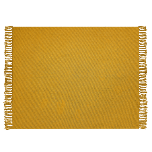 Coperta giallo senape in cotone e con frange fatta a mano 125 x 150 cm soggiorno camera da letto divano