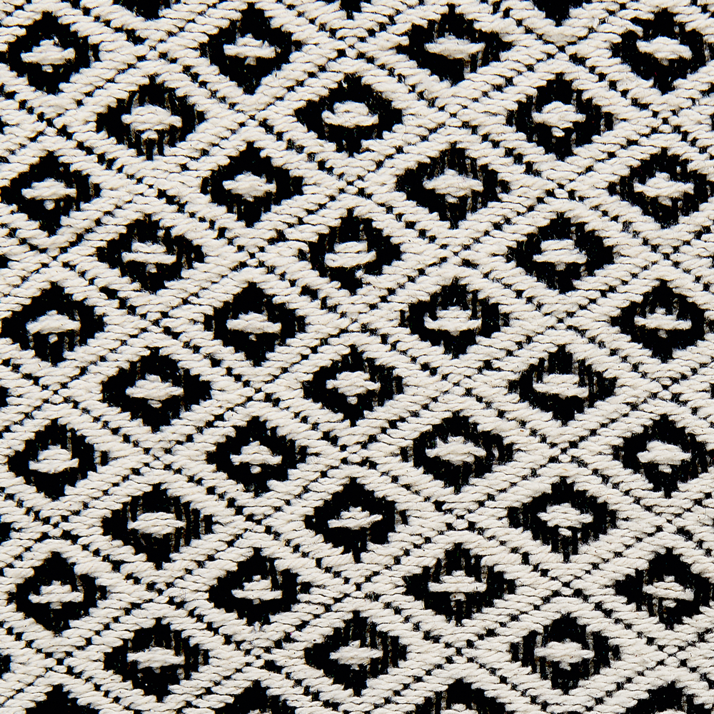 Coperta cotone fatta a mano con motivo geometrico e nappe beige e nero plaid copriletto camera da letto divano 125 x 150 cm