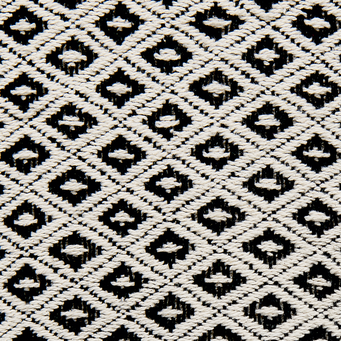 Coperta cotone fatta a mano con motivo geometrico e nappe beige e nero plaid copriletto camera da letto divano 125 x 150 cm