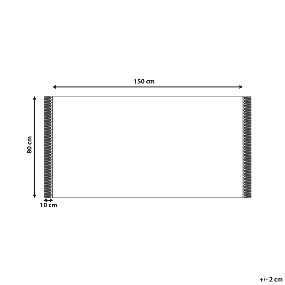 Tappeto cotone trapuntato motivo a foglie e nappe 80 x 150 cm beige e nero soggiorno camera da letto
