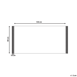 Tappeto cotone trapuntato motivo a foglie e nappe 80 x 150 cm beige e nero soggiorno camera da letto