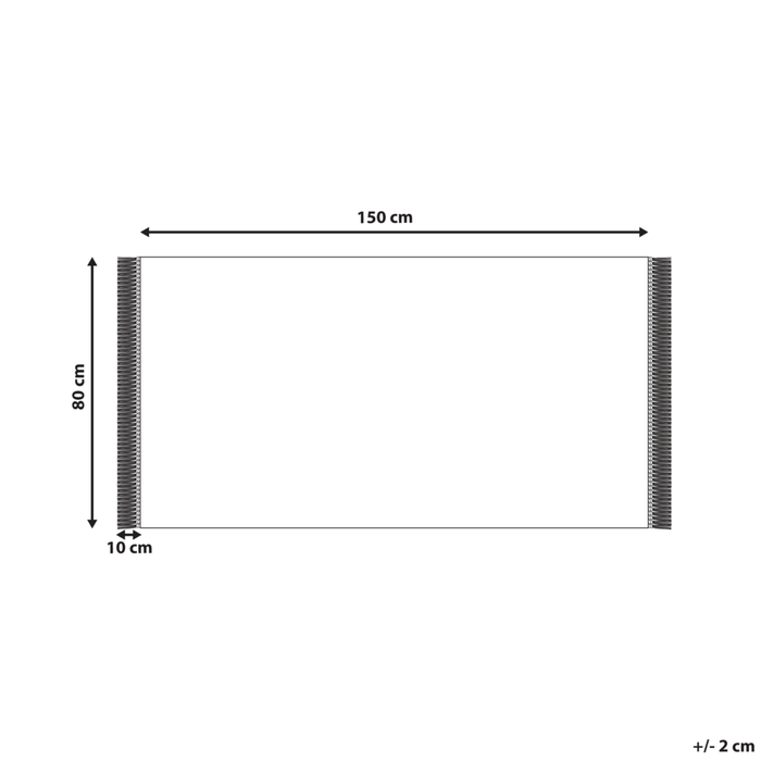 Tappeto cotone trapuntato motivo a foglie e nappe 80 x 150 cm beige e nero soggiorno camera da letto