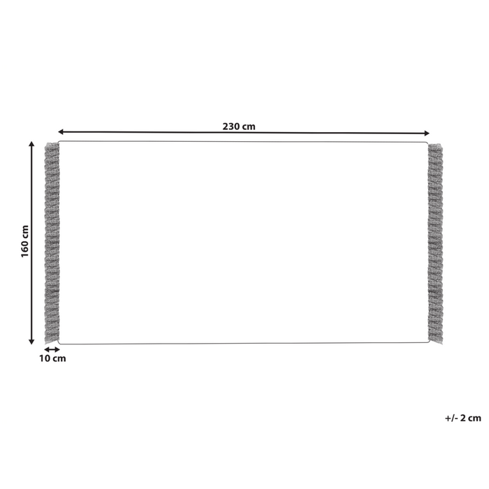 Tappeto in cotone beige e nero con motivo geometrico e nappe 160 x 230 cm camera da letto soggiorno