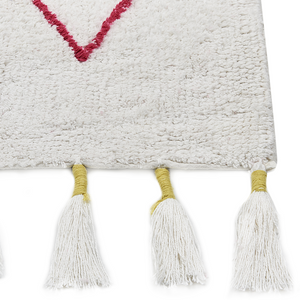 Tappeto in cotone multicolore con motivo geometrico e nappe 160 x 230 cm camera da letto soggiorno