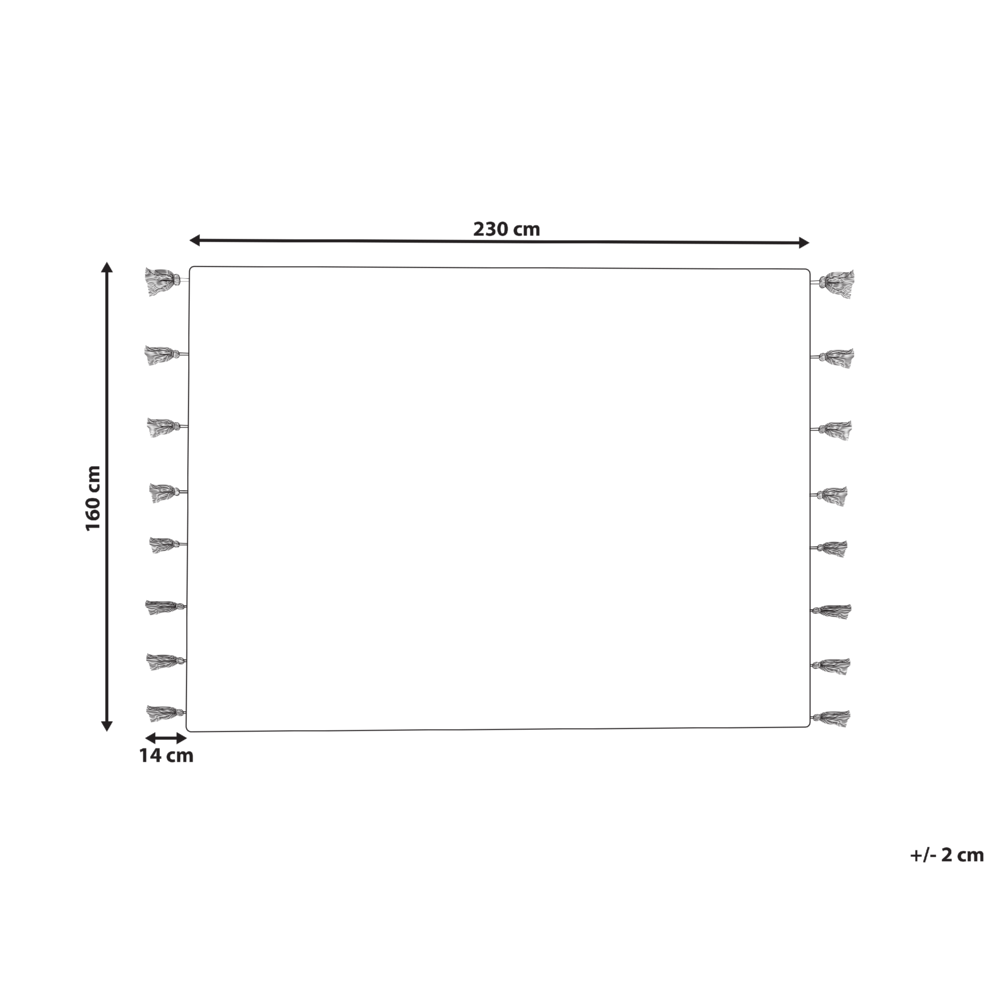Tappeto in cotone multicolore con motivo geometrico e nappe 160 x 230 cm camera da letto soggiorno