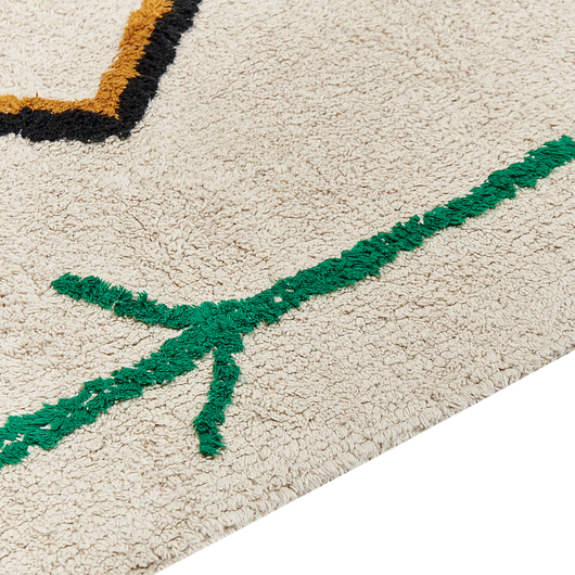 Tappeto in cotone trapuntato con motivo multicolore 80 x 230 cm beige camera da letto soggiorno