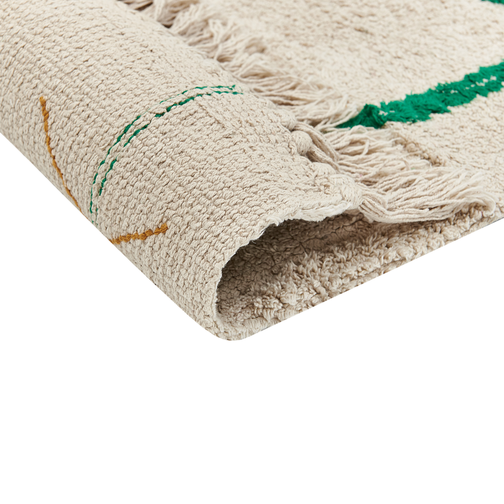 Tappeto in cotone trapuntato con motivo multicolore 80 x 230 cm beige camera da letto soggiorno