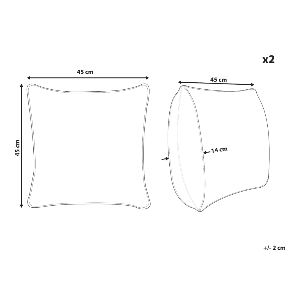 Set di 2 cuscini decorativi bordeaux poliestere 45 x 45 cm stile boho con imbottitura