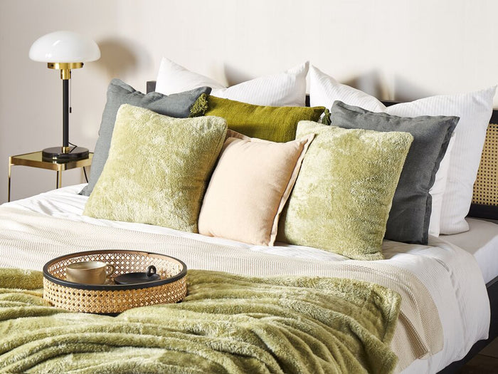 Cuscino decorativo in poliestere verde 45 x 45 cm in stile boho con imbottitura