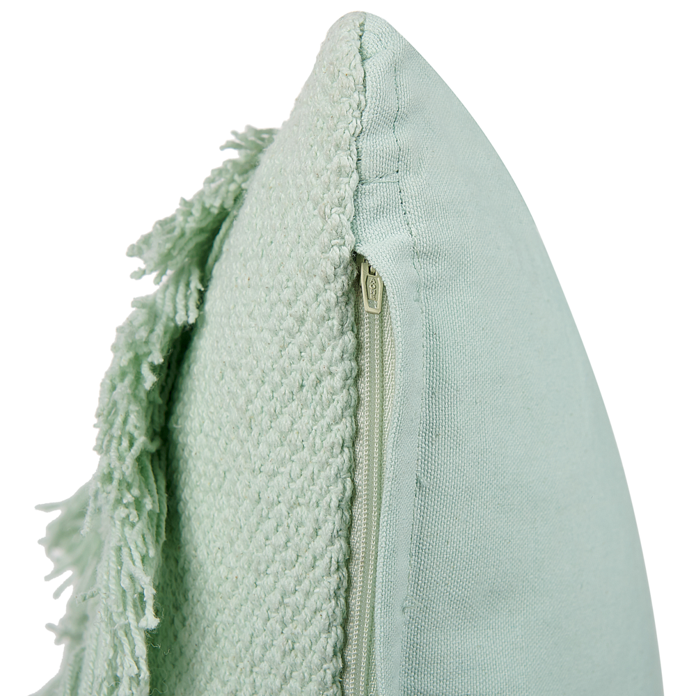 Cuscino decorativo in cotone verde chiaro 45 x 45 cm con frange stile boho con imbottitura