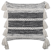 Cuscino decorativo nero con cotone grigio 45 x 45 cm con frange stile boho con imbottitura