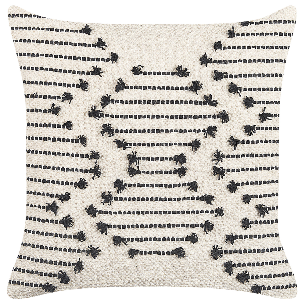 Set di 2 cuscini decorativi in cotone beige 45 x 45 cm motivo geometrico stile boho con imbottitura