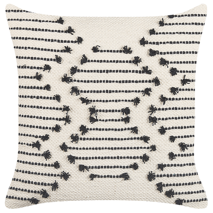 Set di 2 cuscini decorativi in cotone beige 45 x 45 cm motivo geometrico stile boho con imbottitura