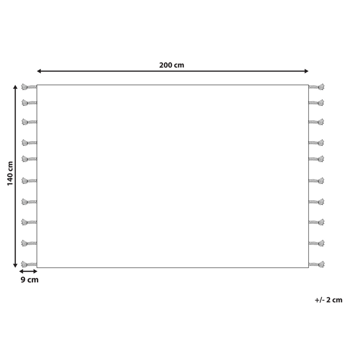 Tappeto beige e nero in cotone 140 x 200 cm rettangolare con nappe motivo geometrico stile boho per soggiorno camera da letto