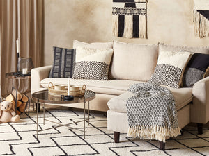 Set di 2 cuscini decorativi in cotone beige e nero 45 x 45 cm federa boho motivo geometrico